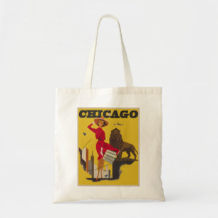 Tote Bag Vintage Chicago USA Air Travel Publicité