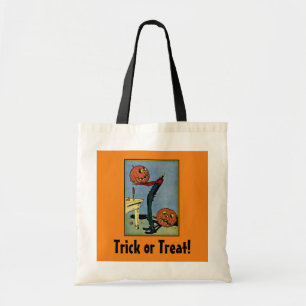 Tote Bag Vintage Citrouille Head Man Trick ou Treat Fourre-