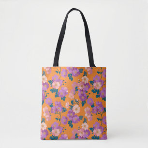 Tote Bag Vintage Colorful Wild Rose Motif