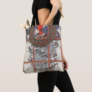 Tote Bag Vintage couronne de Noël dans une fenêtre avec nei