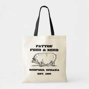 Tote Bag Vintage Custom Burlap Feed & Seed Advertising