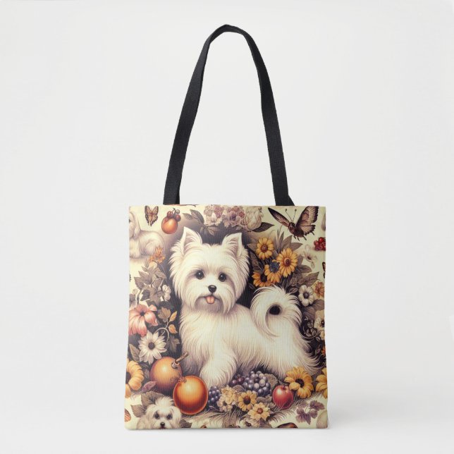 Tote Bag Vintage Cute Maltais (Devant)
