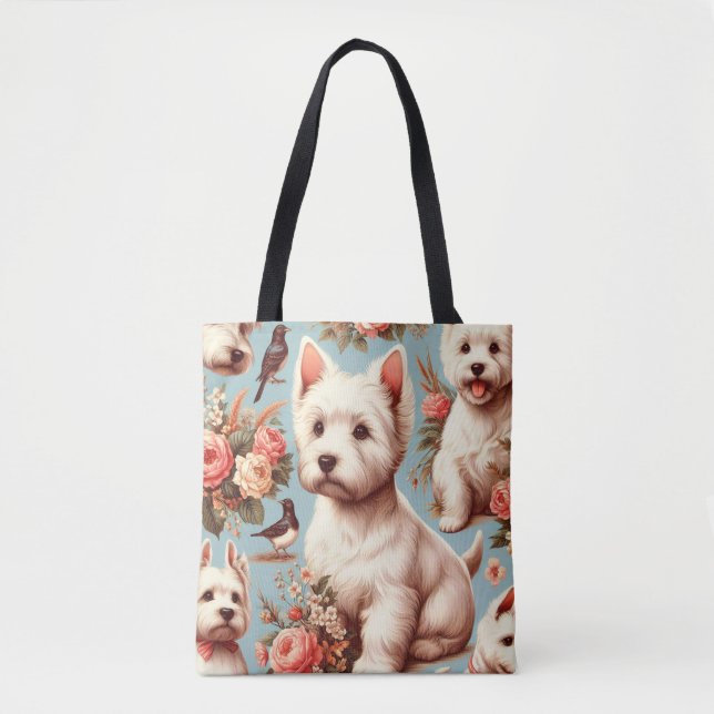 Tote Bag Vintage Cute West Highland White Terrier (Devant)