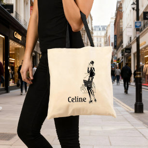 Tote Bag Vintage dame en noir et blanc
