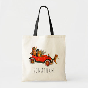 Tote Bag Vintage Drôle Cartoon Chats Chatons en voiture rét