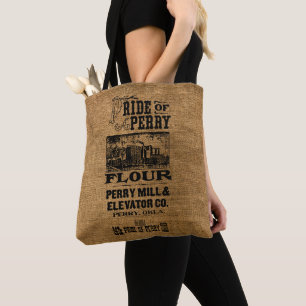 Tote Bag Vintage Fierté De Farine De Perry Faux Burlap Sack