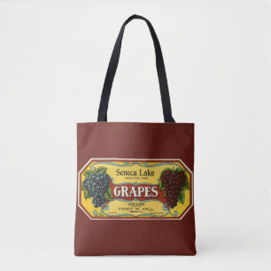 Tote Bag Vintage Fruit Crate Art Étiquette, Seneca Lake Gra