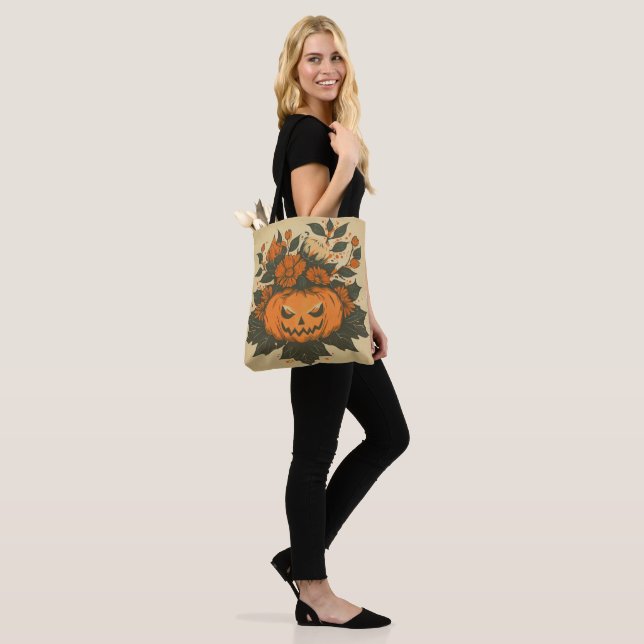 Tote Bag Vintage/Halloween/Automne/citrouille (Sur le modèle)
