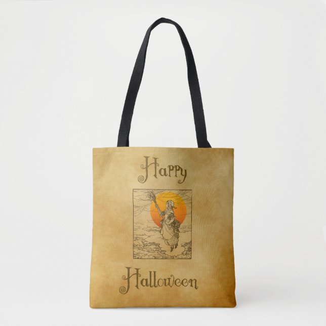 Tote Bag Vintage Halloween Witch Fourre-tout (Devant)