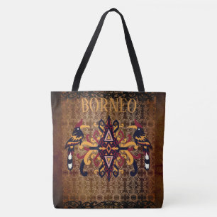 Tote Bag Vintage indonésien, Culture Bornéo, Dayak, Toteba