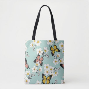 Tote Bag Vintage joli romantique coude fleurs sauvages patt