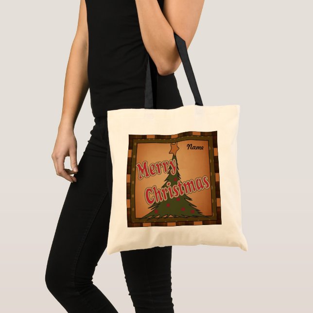 Tote Bag Vintage Joyeux Arbre de Noël (Devant (produit))