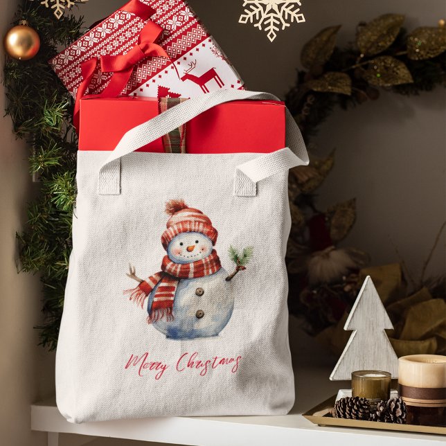 Tote Bag Vintage Joyeux Noël & Snowmen (Créateur téléchargé)
