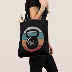 Tote Bag Vintage kettlebell personnalisé nom monographique