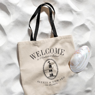 Tote Bag Vintage Lighthouse Custom Black Thème Bienvenue