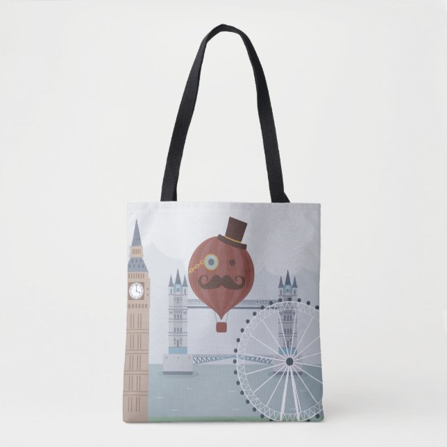 Tote Bag Vintage Londres Travel Scene (Devant)