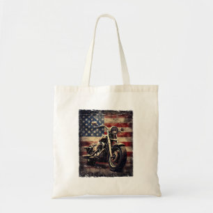 Tote Bag Vintage Motorcycle USA Drapeau Retro Biker América