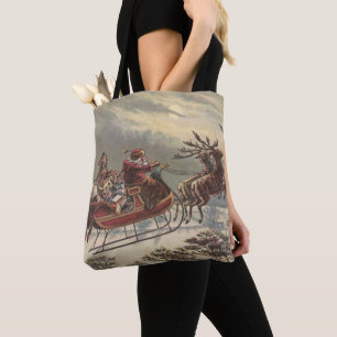 Tote Bag Vintage Noël Eve victorien Père Noël traîneau