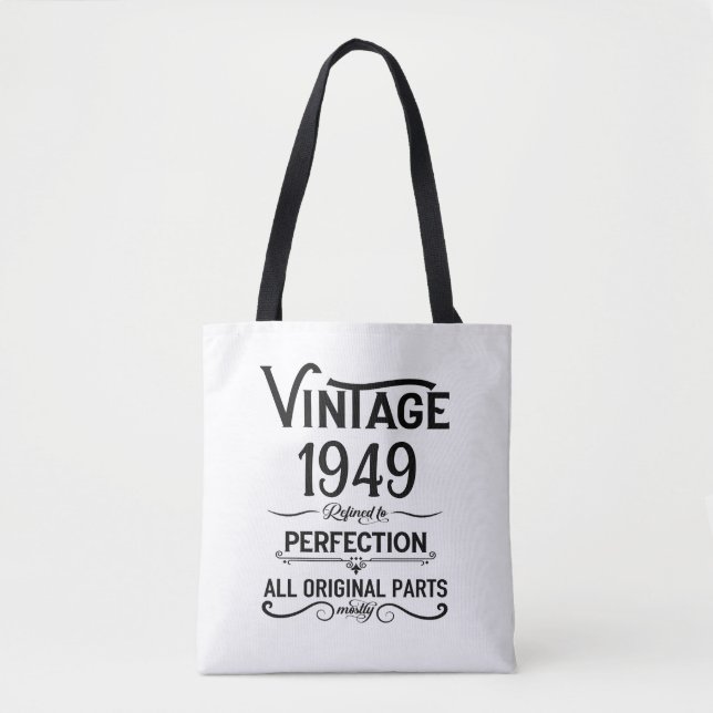 Tote Bag Vintage noir personnalisé 75e anniversaire (Devant)