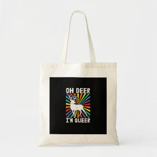 Tote Bag Vintage Oh Deer I'm Queer Pride LGBT Gay Lesbian 