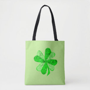Tote Bag Vintage Paillette verte shamrock St Patrick partie