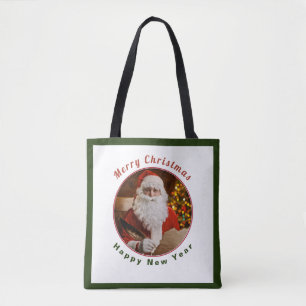 Tote Bag Vintage Père Noël Nouvel An Personnaliser