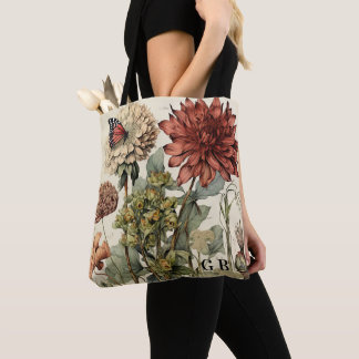 TOTE BAG VINTAGE PERSONNALISÉ SUR TOUTE L'IMPRESSION FLORAL