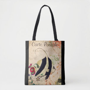Tote Bag Vintage poisson ange Floral français