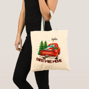 Tote Bag Vintage Red Truck Christmas Movie