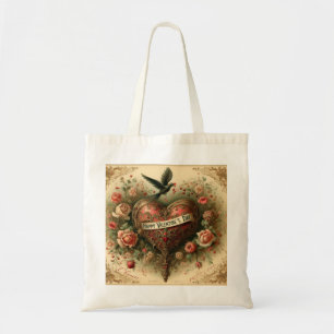 Tote Bag Vintage/rétro/Victorian Valentine's day heart