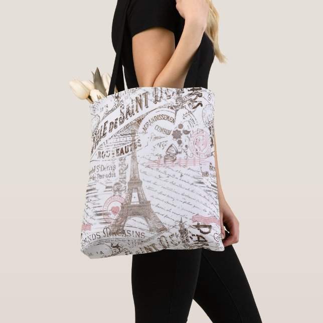 Tote Bag Vintage Romance Collage rose ID226 (De près)