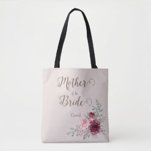 Tote Bag Vintage Rose de Bourgogne Floral Mère de la Mariée