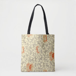 Tote Bag Vintage rose gris botanique