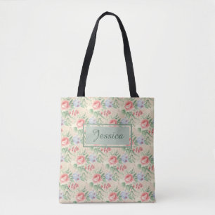 Tote Bag Vintage rose rose Motif personnalisé