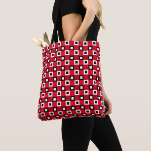 Tote Bag Vintage rouge noir & blanc damier esthétique
