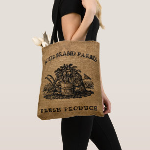 Tote Bag Vintage Rustic Faux Burlap Garden Modèle frais