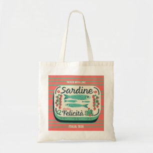 Tote Bag Vintage Sardines Corail Turquoise Italien