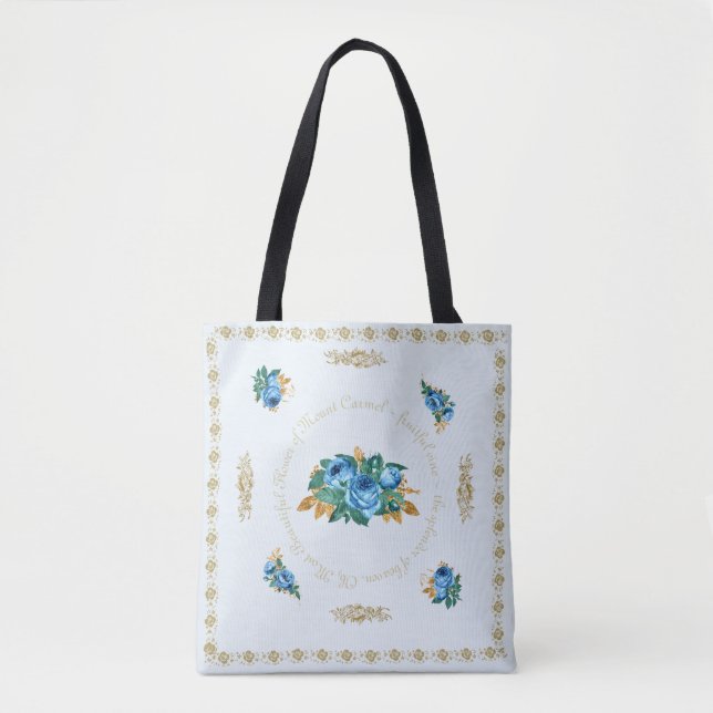 Tote Bag Vintage style bleu Rose Fourre-tout (Devant)