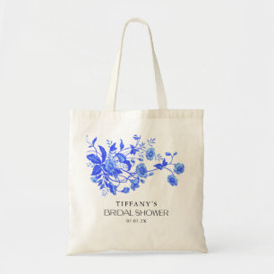Tote Bag Vintage Toile bleu Fête des mariées Florale