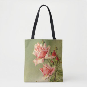Tote Bag Vintage Valentine's Day Pink Victorian Garden Rose