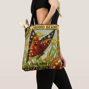 Tote Bag Vintage Vegetable Étiquette Art, Haricots de marqu