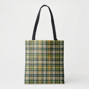 Tote Bag Vintage vert orange St Patrick plaid motif