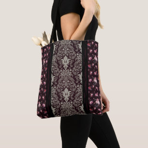 Tote Bag Vintage victorien inspiré Floral noir