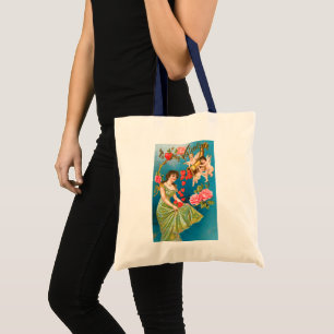 Tote Bag Vintage Victorien Valentine's Day Angels & Hearts