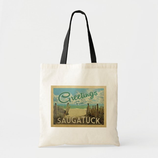 Tote Bag Vintage voyage de plage de Saugatuck (Devant)