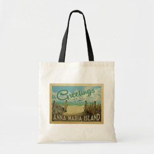 Tote Bag Vintage voyage de plage d'île d'Anna Maria
