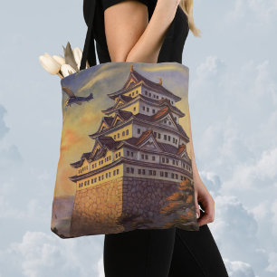 Tote Bag Vintage voyage Japon, Pagode Japonaise Avion