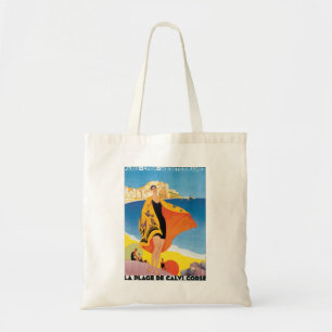 Tote Bag Vintage voyage, Vacances plage à Calvi, Corse