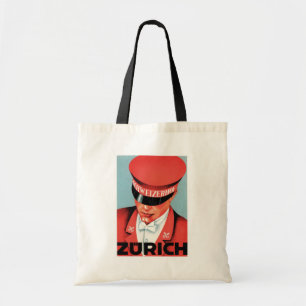Tote Bag Vintage voyage Zurich Suisse Étiquette Art Grand