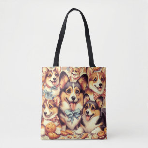 Tote Bag Vintage Welsh Corgi Cardigan sans couture